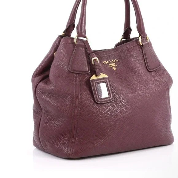 Prada Vitello Daino Galleria soft pebbled calfskin Leather burgundy purse - Picture 2 of 6